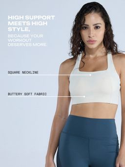Cava Athleisure - Off White Nylon Solid Sports Bra