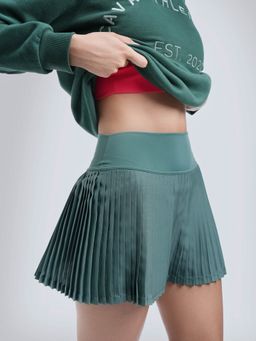 Cava Athleisure - Green Nylon Solid Skorts