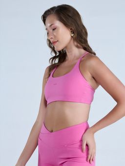 Cava Athleisure - Pink Nylon Solid Sports Bra