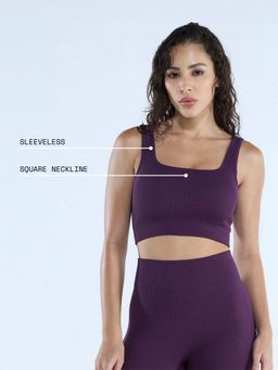 Cava Athleisure - Purple Nylon Solid Sports Bra