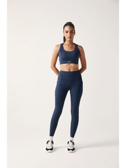 Sawsee - Grey Nylon Elastane Solid Sports Bra with Tights