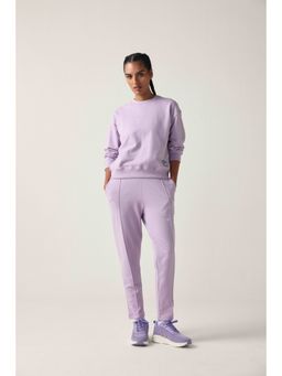 Sawsee - Lavender Cotton Blend Solid Sweatshirt with Joggers