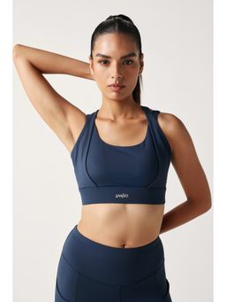 Sawsee - Grey Nylon Solid Sports Bra