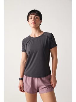 Sawsee - Grey Nylon Solid T-Shirt