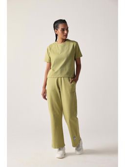 Sawsee - Green Cotton Blend Solid T-Shirt