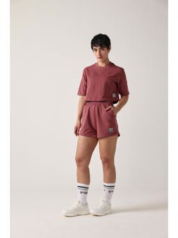 Sawsee - Maroon Cotton Blend Solid T-Shirt