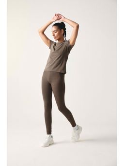 Sawsee - Brown Cotton Blend Solid T-Shirt