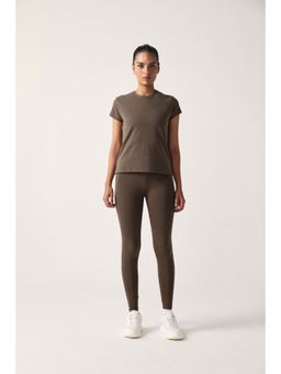 Sawsee - Brown Bambo Blend Solid T-Shirt with Tights