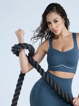 Cava Athleisure - Grey Polyester Solid Sports Bra