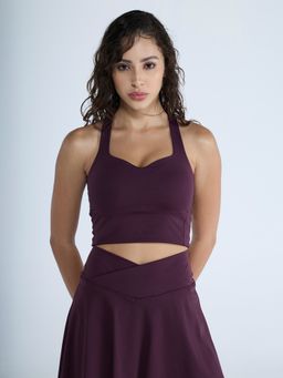Cava Athleisure - Wine Nylon Solid Sports Bra