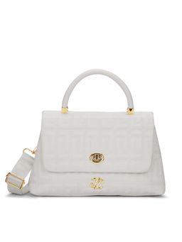 Lavie Signature - Off White Synthetic Leather Textured Handbag with Detachable Strap