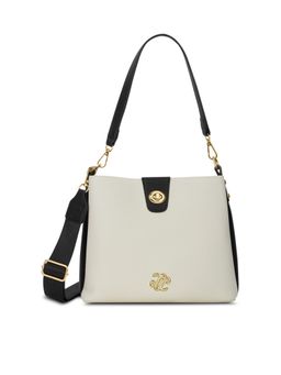 Lavie Signature - Off White Synthetic Leather Colorblock Handbag with Detachable Strap