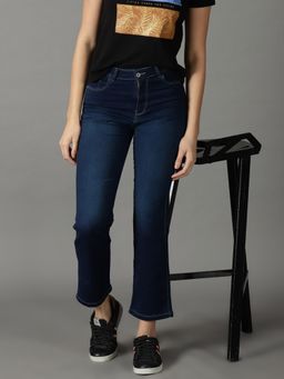 SHOWOFFFF - Women's Stretchable Clean Look Navy Blue Straight Fit Jeans