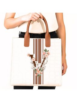 Strutt - Personalised With Letter V Tote Bag with Detachable Strap (Medium)