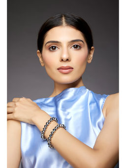 Rhea - Pack of 2 Silver Glass Beads Bracelets