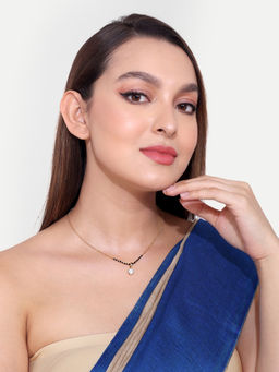 Abdesigns - Gold Plated American Diamond and Black Beaded Mangalsutra