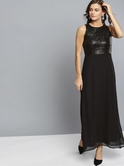 Carlton London - Women Black Embellished Maxi Dress