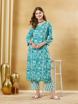 Divena - Turquoise Cotton Kurta and Pant