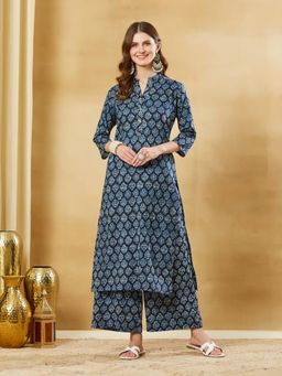 Divena - Navy Blue Cotton Co-Ord Set