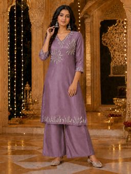 BERRYLICIOUS - Women Lavender Hand Embroidered Co-Ord Set
