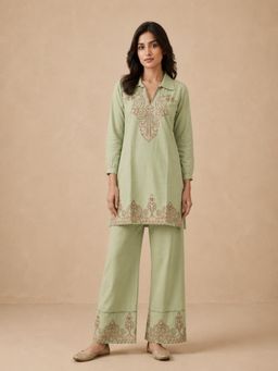 BERRYLICIOUS - Women Rayon Pista Embroidered Co-Ord Set