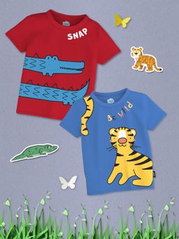 Nautinati - Boys Round Neck Half Sleeve Graphic Printed Cotton T-Shirt (Pack of 2)