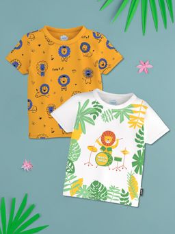 Nautinati - Boys Round Neck Half Sleeve Graphic Printed Cotton T-Shirt (Pack of 2)