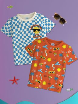 Nautinati - Boys Round Neck Half Sleeve Graphic Printed Cotton T-Shirt (Pack of 2)