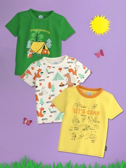 Nautinati - Boys Round Neck Half Sleeve Graphic Printed Cotton T-Shirt (Pack of 3)