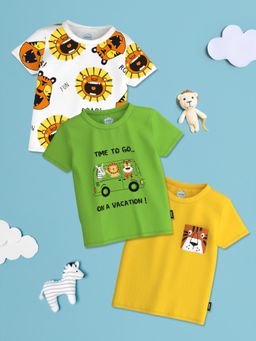 Nautinati - Boys Round Neck Half Sleeve Graphic Printed Cotton T-Shirt (Pack of 3)