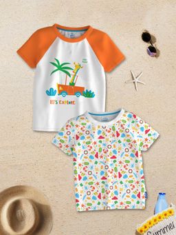 Nautinati - Boys Graphic Printed Round Neck Half Sleeve Cotton T-Shirt (Pack of 2)