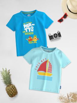 Nautinati - Boys Graphic Printed Round Neck Half Sleeve Cotton T-Shirt (Pack of 2)