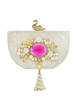 A Clutch Story - Off White Crescent Bird Resin Clutch