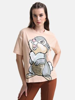 Kazo - Peach Thumper Disney Printed T-Shirt with Sequin Work