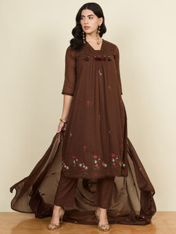 CHETI - Women Pure Cotton Voile Kurta With Pant & Dupatta