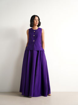 Pink Fort - Viscose Solid Sleeveless Top with Skirt