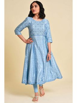 W - Blue Floral Plus Size Kurta