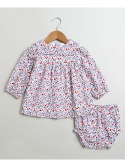 SWEETLIME BY AS - Multi-Color Floral Print Knee Length Dress with Bloomer