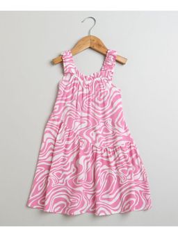 SWEETLIME BY AS - Pink & White Wavy Striped Knee Length Dress