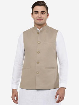 JadeBlue - Mens Solid Grey Terry Wool Regular Fit Modi Jacket