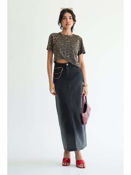 FREAKINS - Moonfade Long Straight Denim Skirt