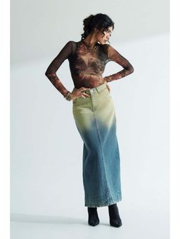 FREAKINS - Sunfade Long Straight Denim Skirt