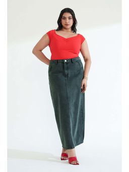 FREAKINS - Dark Ivy Curve Long Straight Skirt