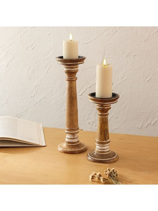 House This Deheri Candle Stand Set Camel Brown