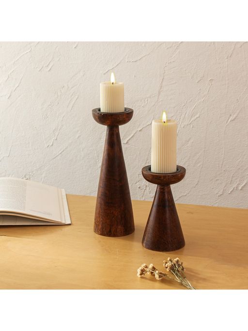 House This Saddle Candle Stand Set Coffee Brown