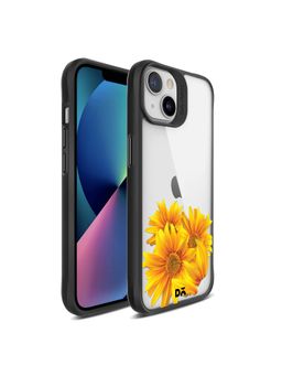 DailyObjects - Clear Bright Sunflowers Black Hybrid Clear Case Cover for iPhone 13 Mini 5.4 inch