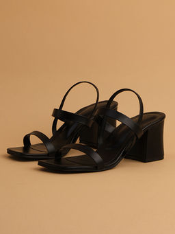 ERIDANI - Solid Black Amaris Wide Heels