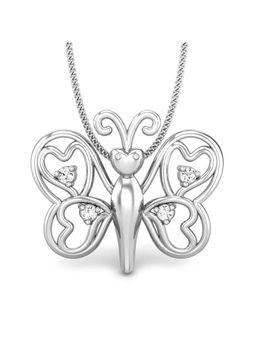 Candere by Kalyan Jewellers - 18K BIS Hallmark White Gold and Diamond Butterfly Pendant