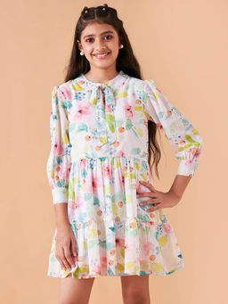 Cherry & Jerry - White A-Line Printed Mini Casual Dress
