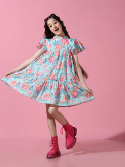 Cherry & Jerry - Blue A-Line Solid Knee Length Casual Dress